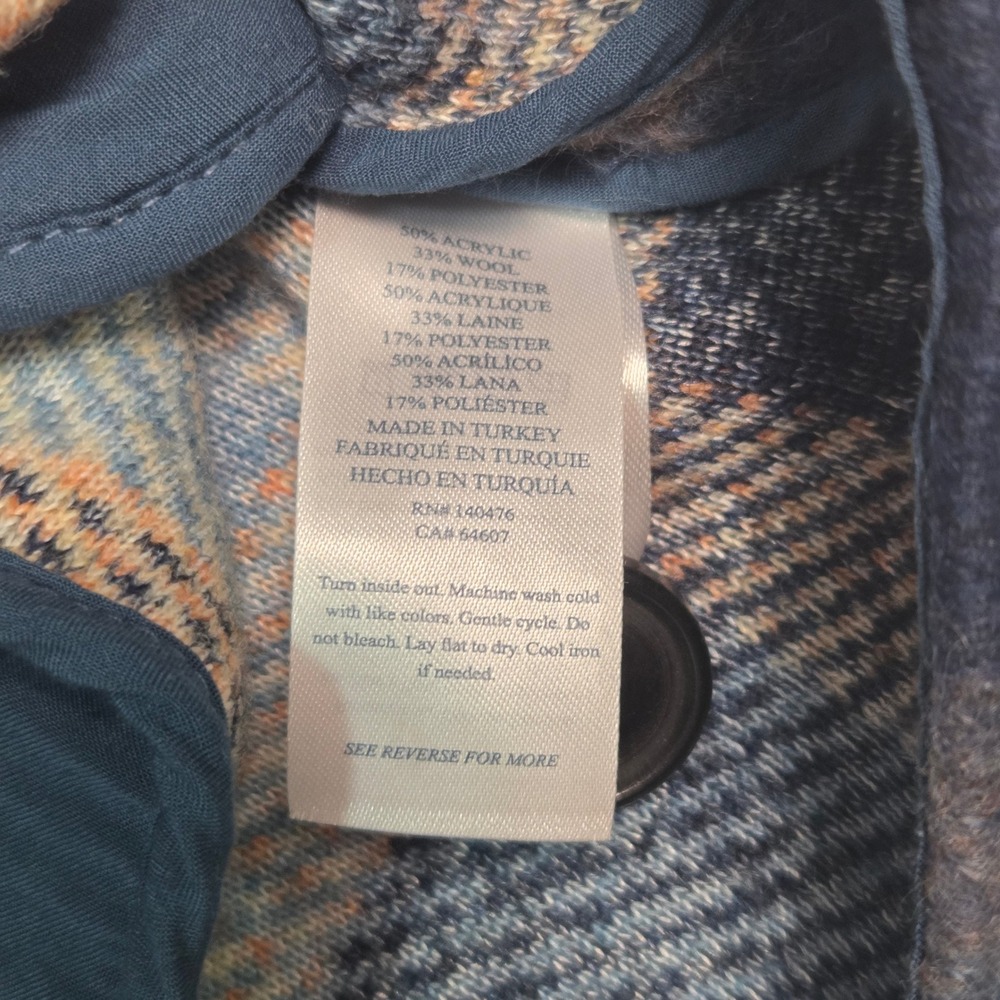 Faherty Plaid Shirt Jacket Womens M Blue Orange Wool Blend Shacket WJK2111-SST - Picture 6 of 8